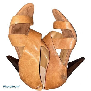 MARC FISHER Tan Leather Strappy sandals heels  Sz 9.5